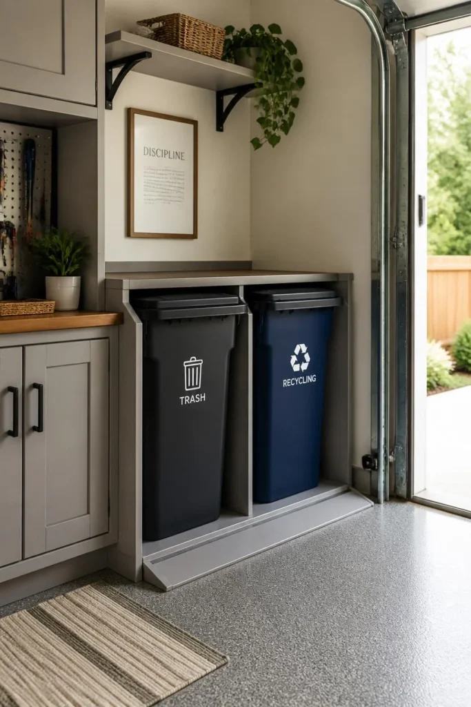 19 Garage Storage Ideas That Finally Tame the Chaos & Look Great Doing It 17 garage utility corner, featuring a neat recycling