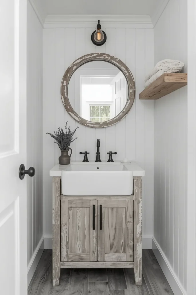 23 Half Bathroom Ideas That Turn a Tiny Room Into a Total Showstopper 17 Modern Farmhouse Powder Room