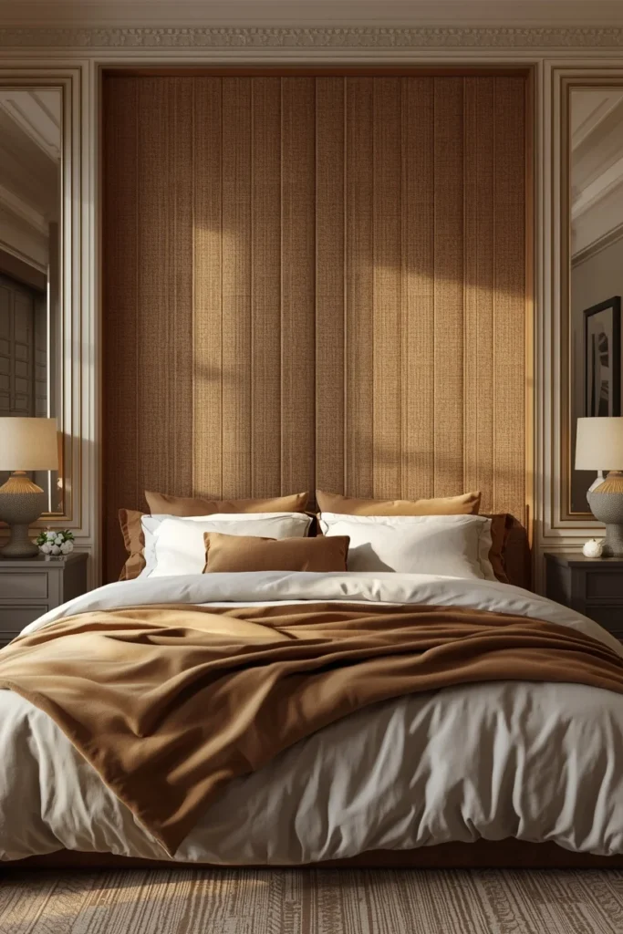 a wall-mounted upholstered headboard