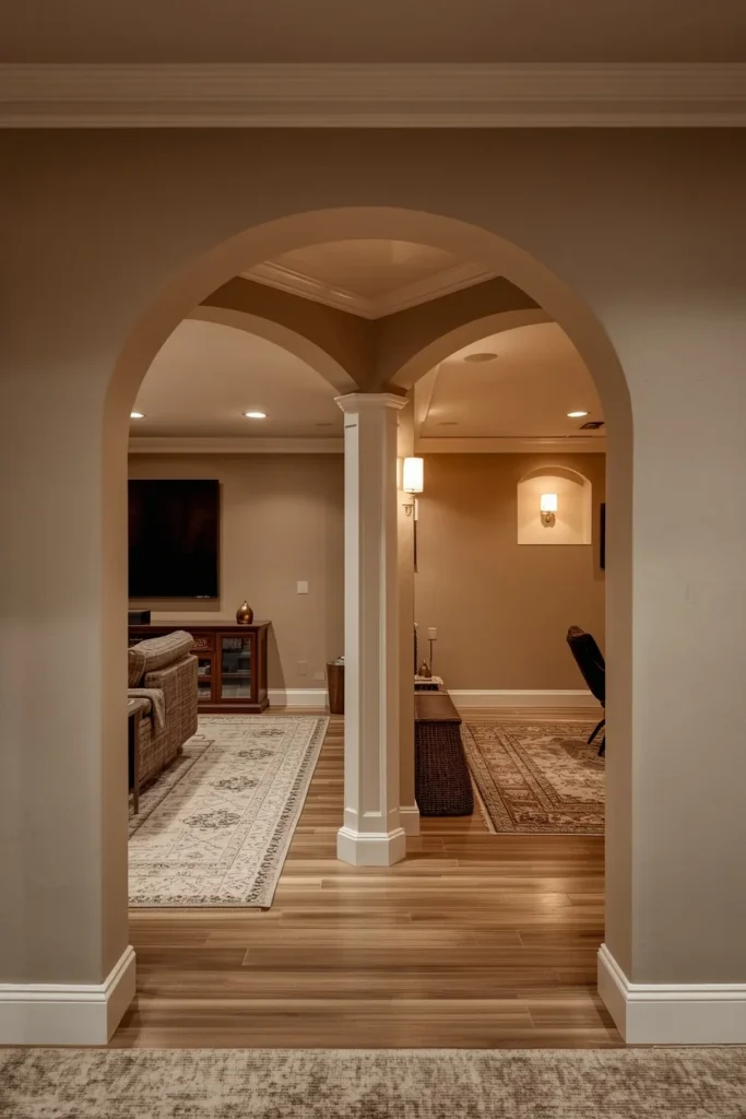 Arched Doorways for Zone Definition — Structure Without Full Walls