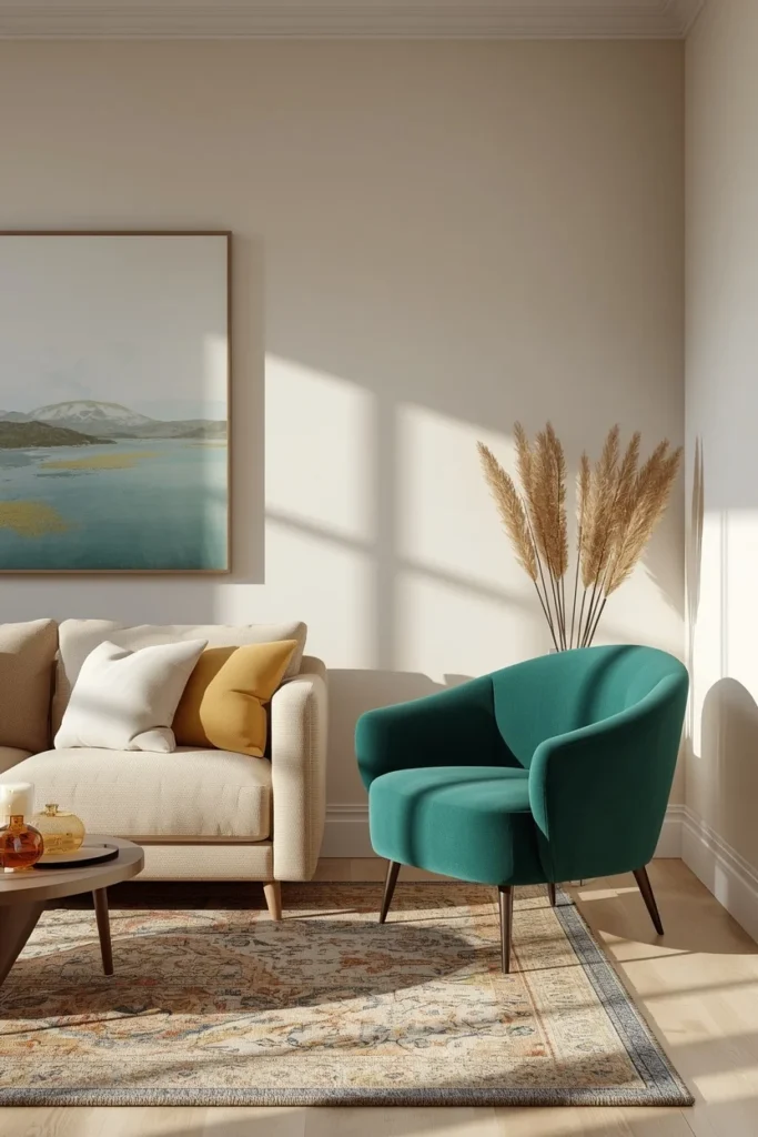  family room, featuring a warm neutral sofa