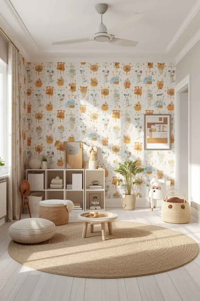 children's playroom, featuring one accent wall 