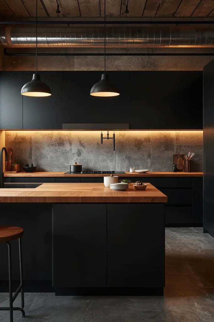 22 Mid Century Modern Kitchen Designs That Are Timeless & Stunning 17 modern kitchen, featuring warm butcher block countertops