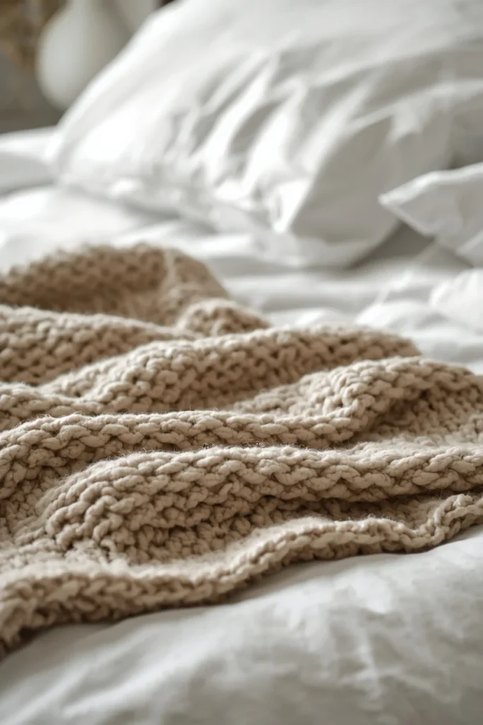 Folded Throw Blanket at the Foot for Texture