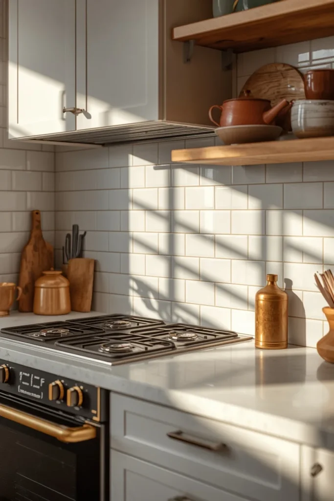 23 Rental Apartment Decor Ideas That Look Like You Actually Own the Place 19 rental kitchen, featuring a peel-and-stick white subway tile