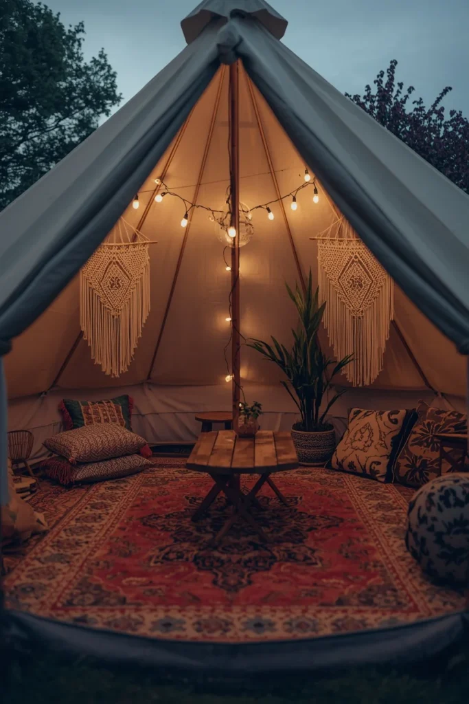 19 Summer House Ideas That Make Your Garden Feel Like a Vacation Destination 19 bohemian canvas tent garden room