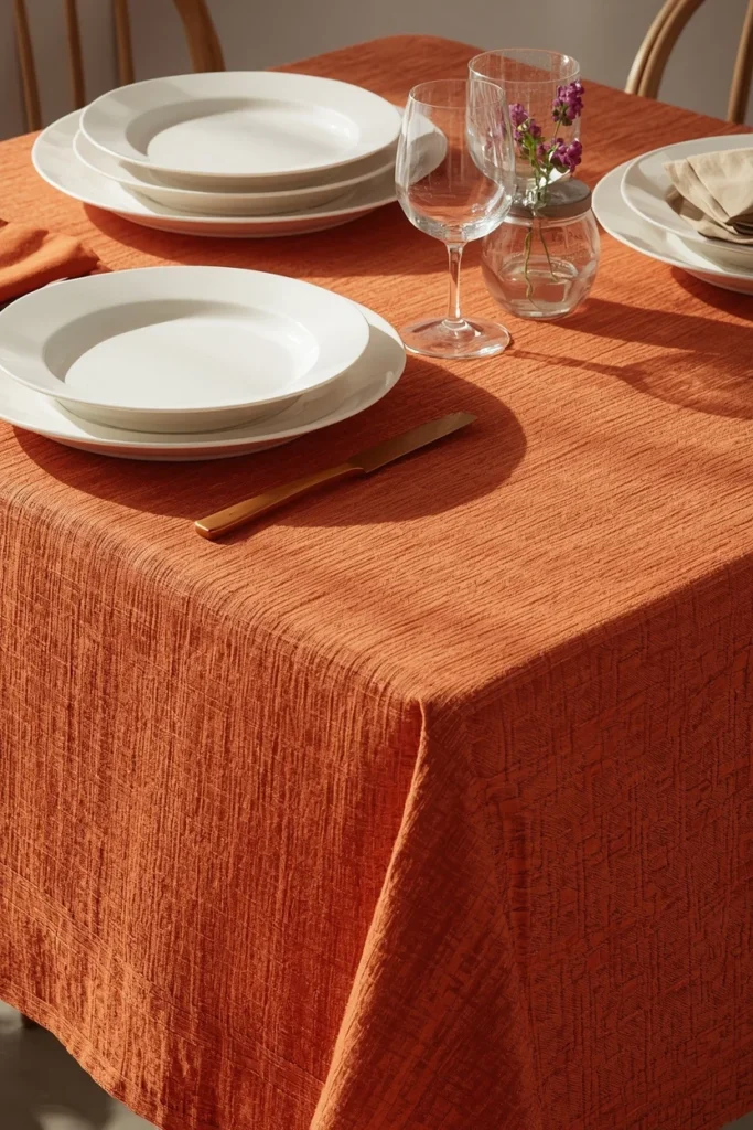  summer table featuring a bold textured boucle tablecloth