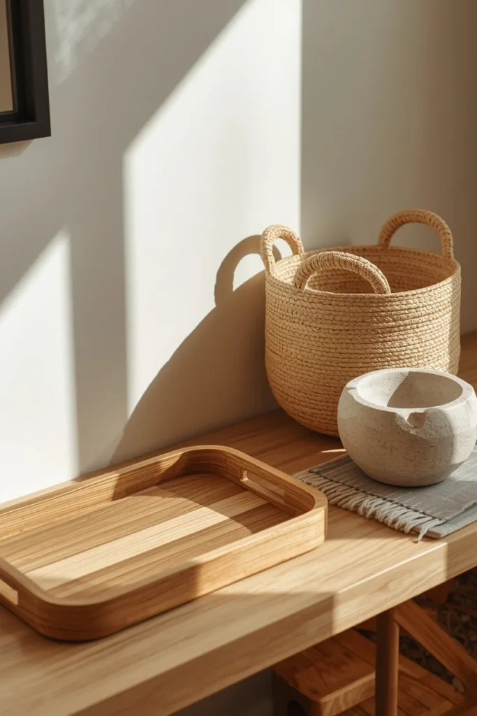 22 Home Entrance Decor Ideas That Make a Stunning First Impression Every Time 20 entryway console, featuring a smooth wood key tray