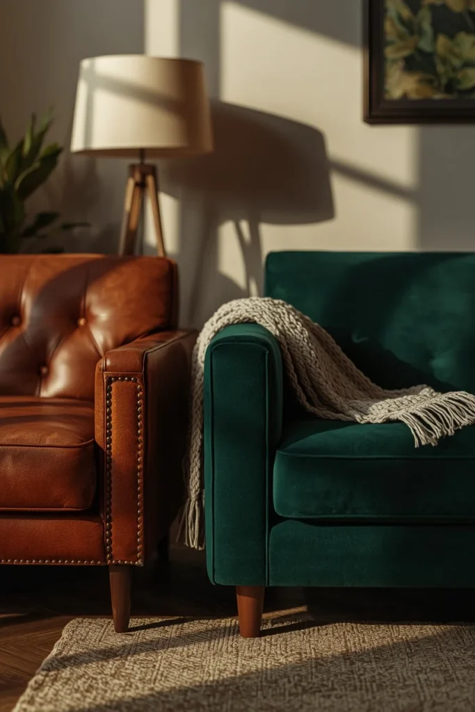 22 Moody Living Room Ideas That Are Rich, Dark & Incredibly Inviting 20 living room, featuring a worn leather club chair