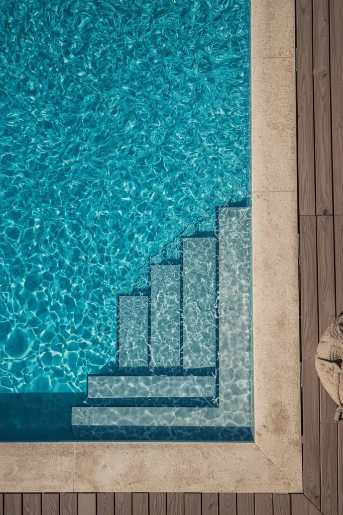 Above ground Grecian-style pool 