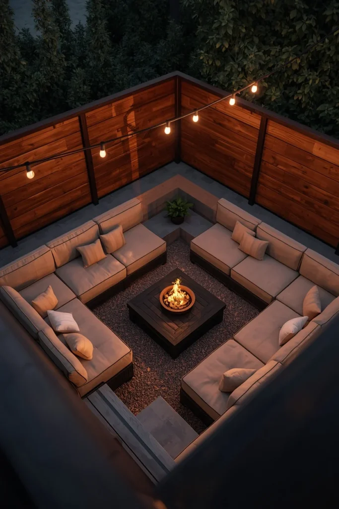 20 Back Deck Ideas That Make Your Outdoor Space Impossibly Inviting 3 sunken deck lounge, featuring a step-down conversation pit