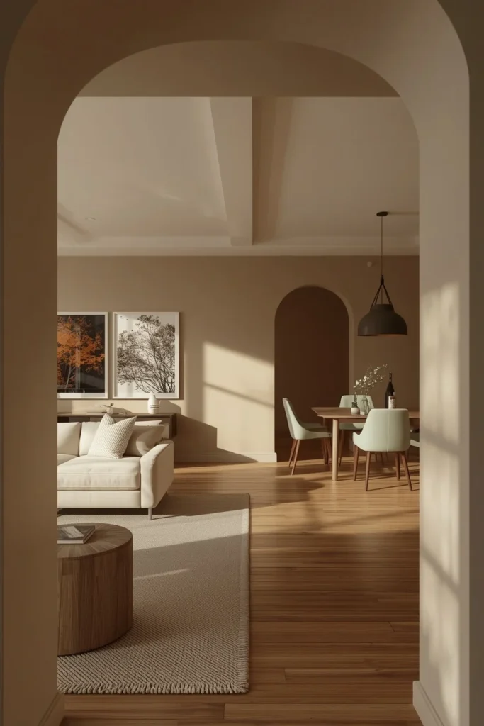 20 Genius Ways to Connect Your Living & Dining Room Seamlessly & Stylishly 3 open concept room, featuring warm greige walls