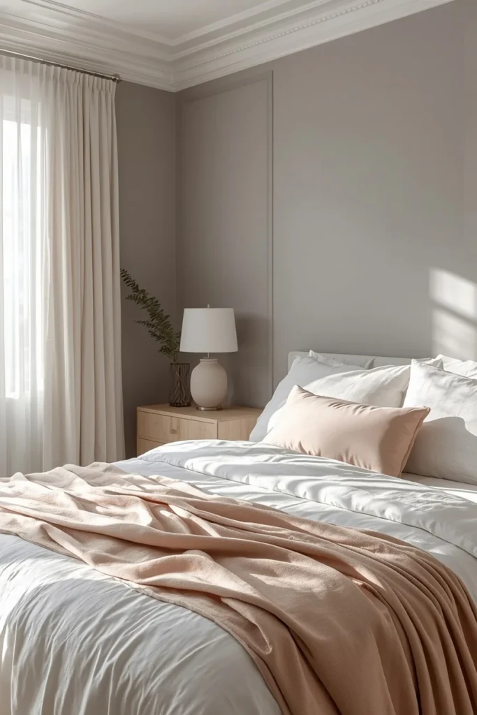 guest bedroom, featuring soft dove gray walls