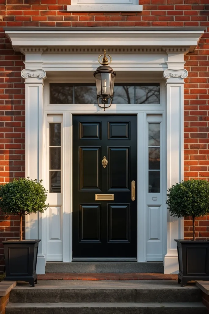 25 Red Brick House Exterior Ideas That Make Traditional Look Incredibly Chic 3 The Classic Black Front Door red brick house