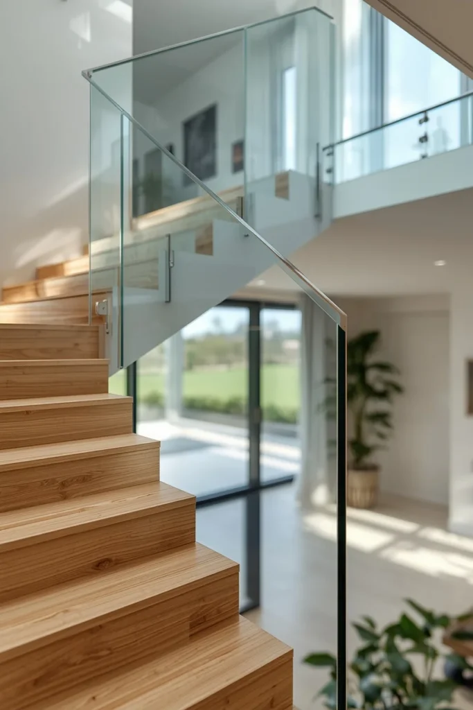  staircase, featuring a frameless glass balustrade