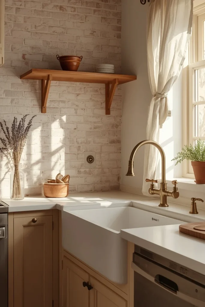 Whitewashed Brick for Soft Cottage Warmth