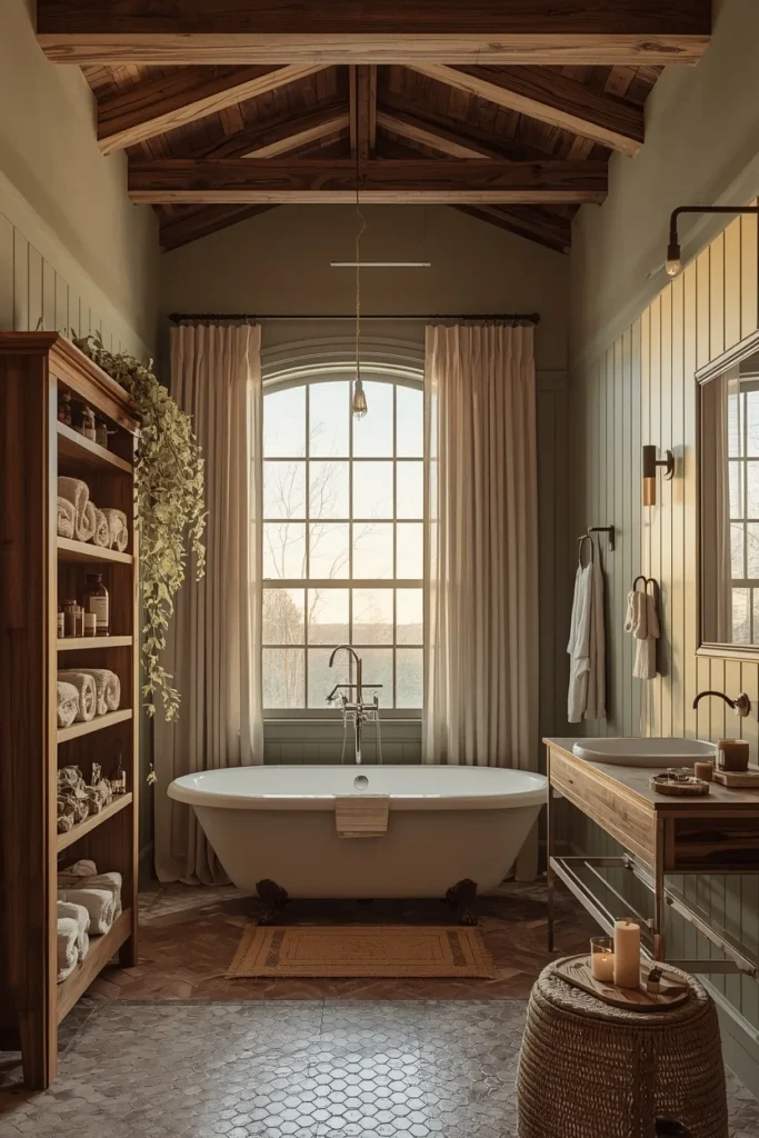 20 Farmhouse Bathroom Ideas That Are Rustic, Cozy & Utterly Gorgeous 21 farmhouse bathroom interior reveal