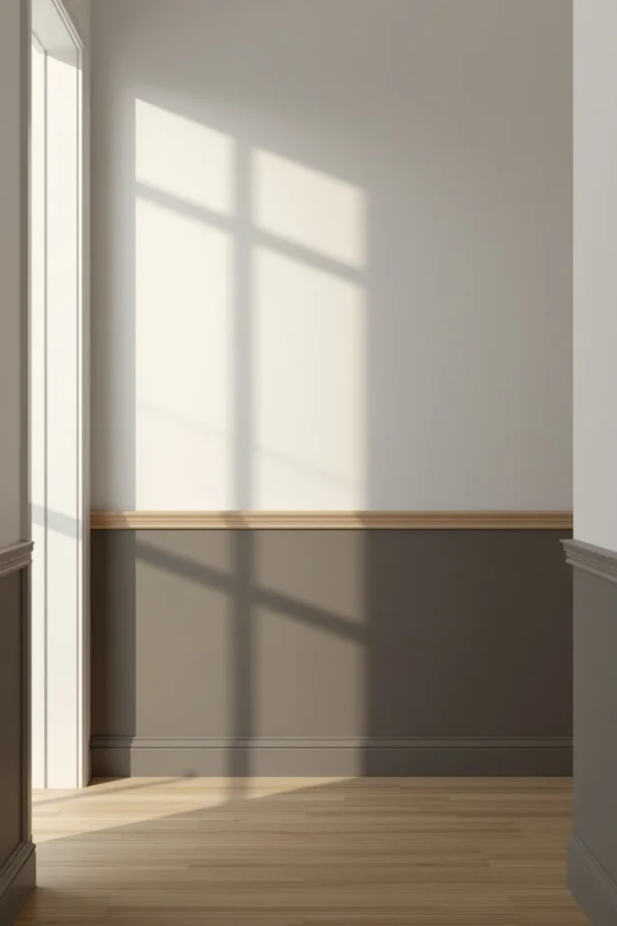 22 Home Entrance Decor Ideas That Make a Stunning First Impression Every Time 21 entryway, featuring a two-tone painted wall with a soft charcoal lower half