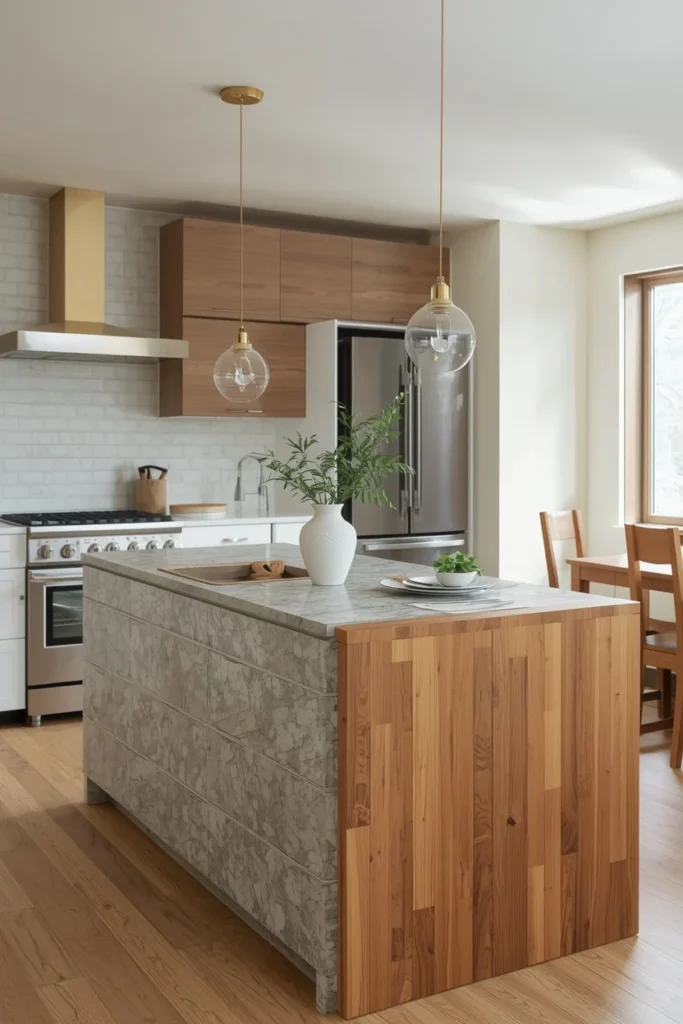 25 Kitchen Island Ideas That Steal the Show in Every Home 22 Mixed-Material Island Top