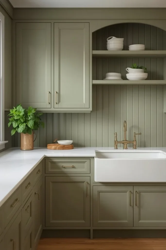 Color-Drenched Beadboard Matching the Cabinets