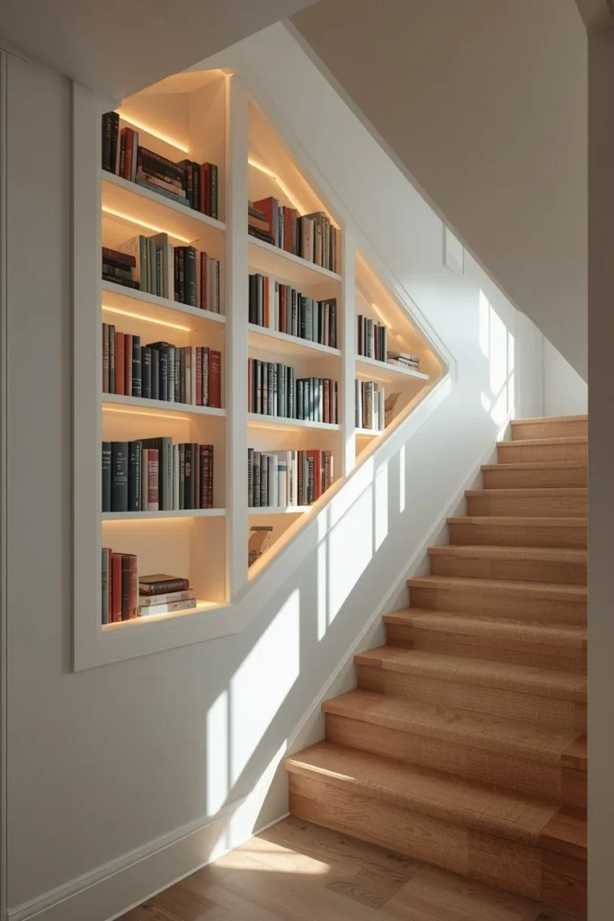 24 Dream Home Library Ideas That Are So Beautiful They'll Take Your Breath Away 24 library nook built into a stairwell,
