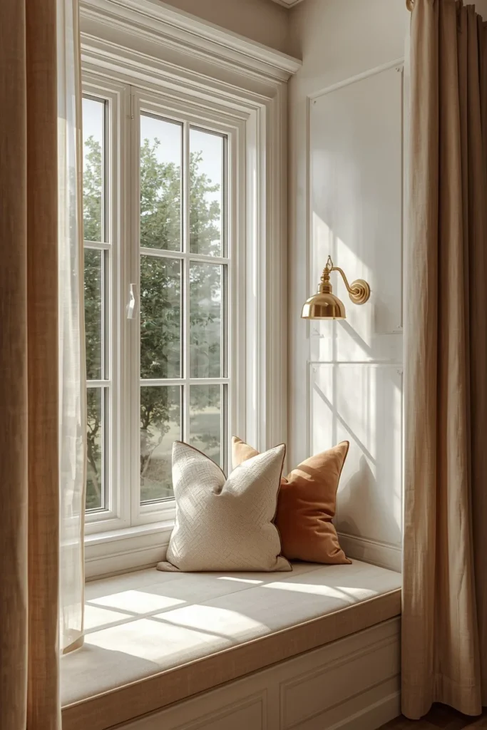 16 Home Library Aesthetic Ideas That Turn Any Corner Into a Reader's Paradise 4 window seat reading nook, featuring a built-in bench