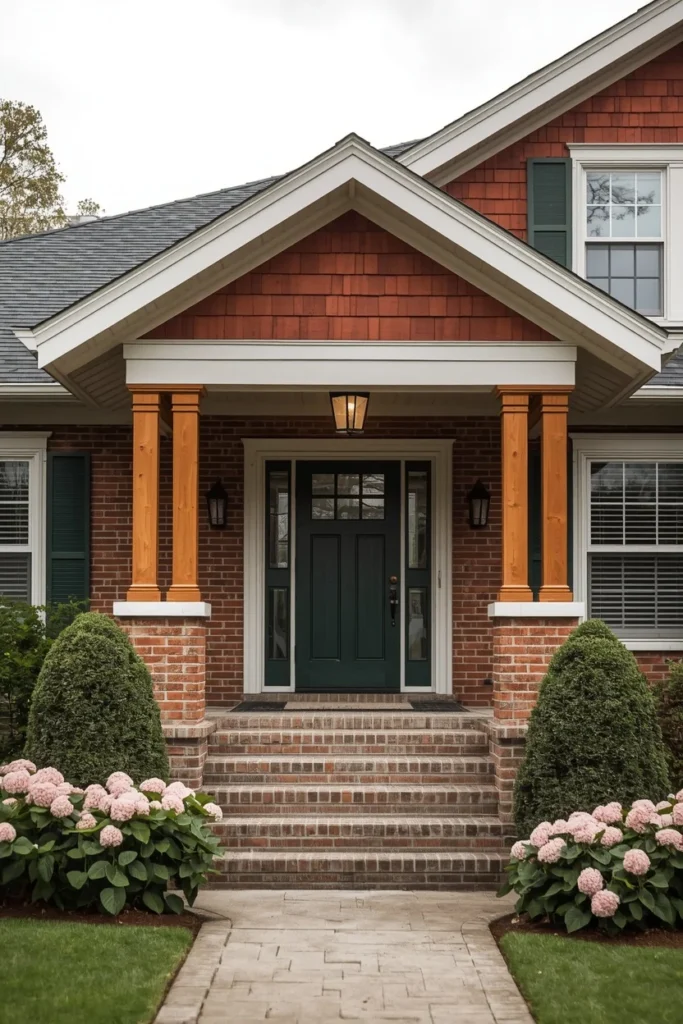 25 Red Brick House Exterior Ideas That Make Traditional Look Incredibly Chic 4 The Deep Green Accent red brick house