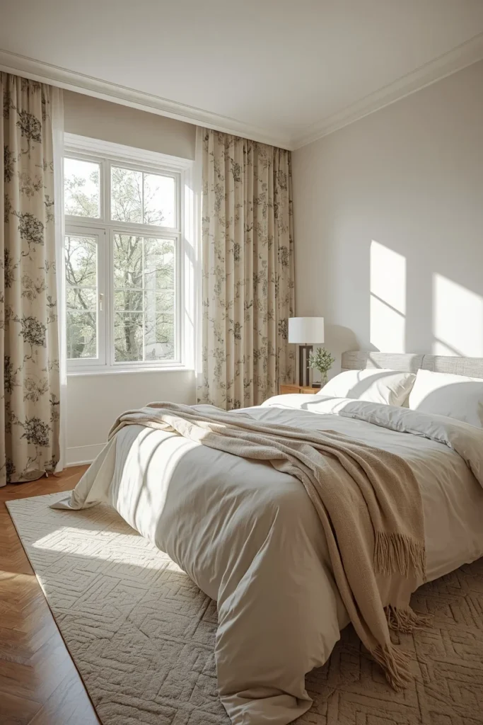 23 Rental Apartment Decor Ideas That Look Like You Actually Own the Place 4 rental bedroom, featuring a striped throw blanket