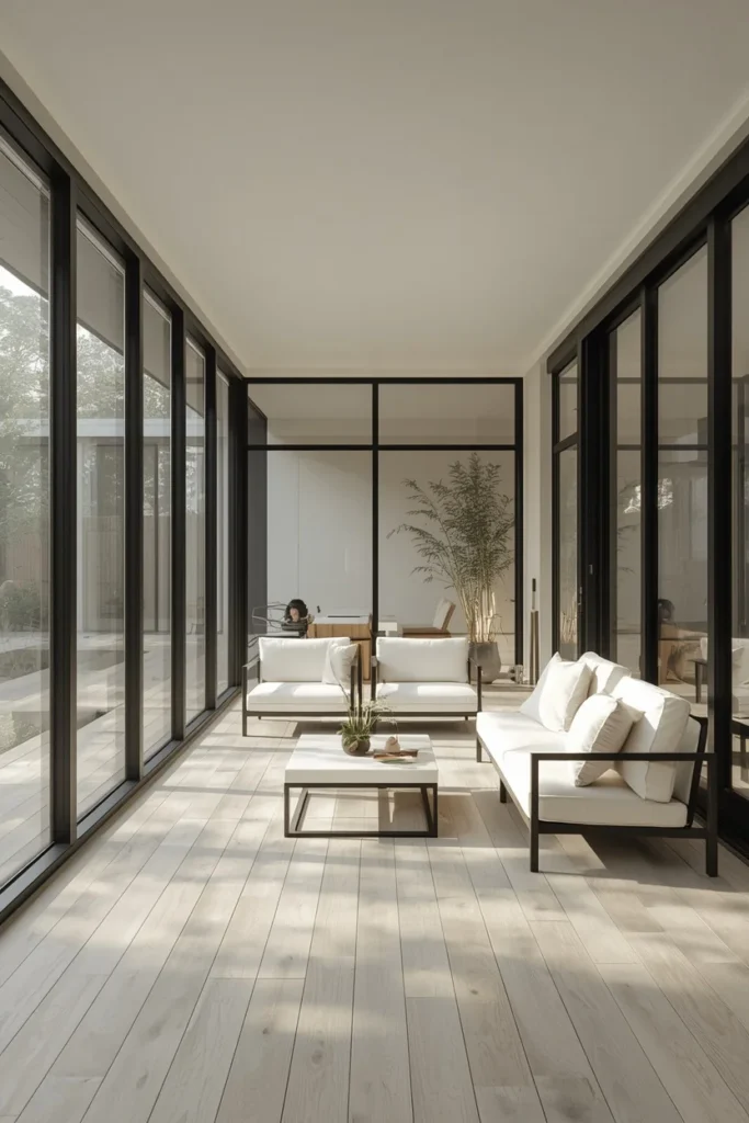 18 Back Porch Ideas That Make Outdoor Living Feel Like Pure Heaven 5 Black-Framed Modern Screened Porch