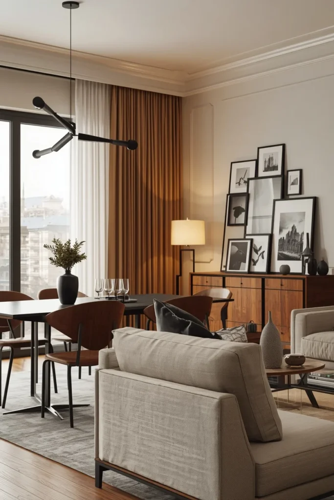 20 Genius Ways to Connect Your Living & Dining Room Seamlessly & Stylishly 5 living dining room combo, featuring matte black hardware