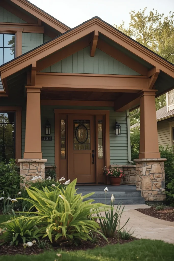Olive Green house exterior With Vertical Board 