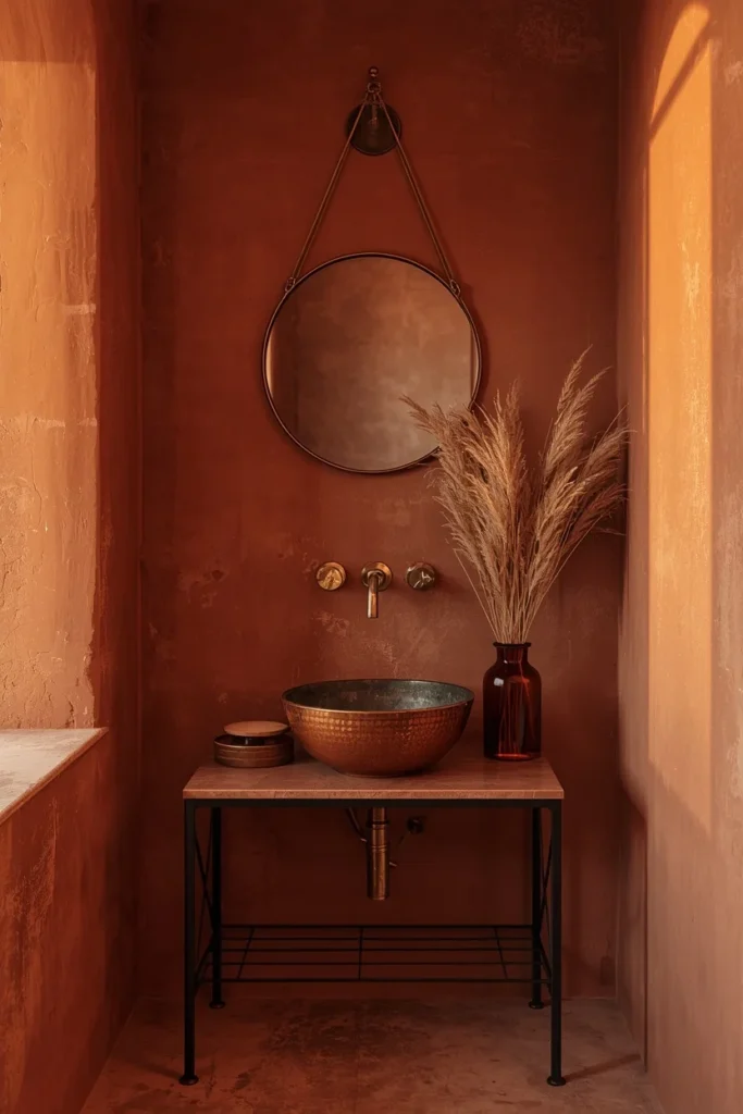 23 Half Bathroom Ideas That Turn a Tiny Room Into a Total Showstopper 5 Limewash for a Moody Textured Wall half bathroom
