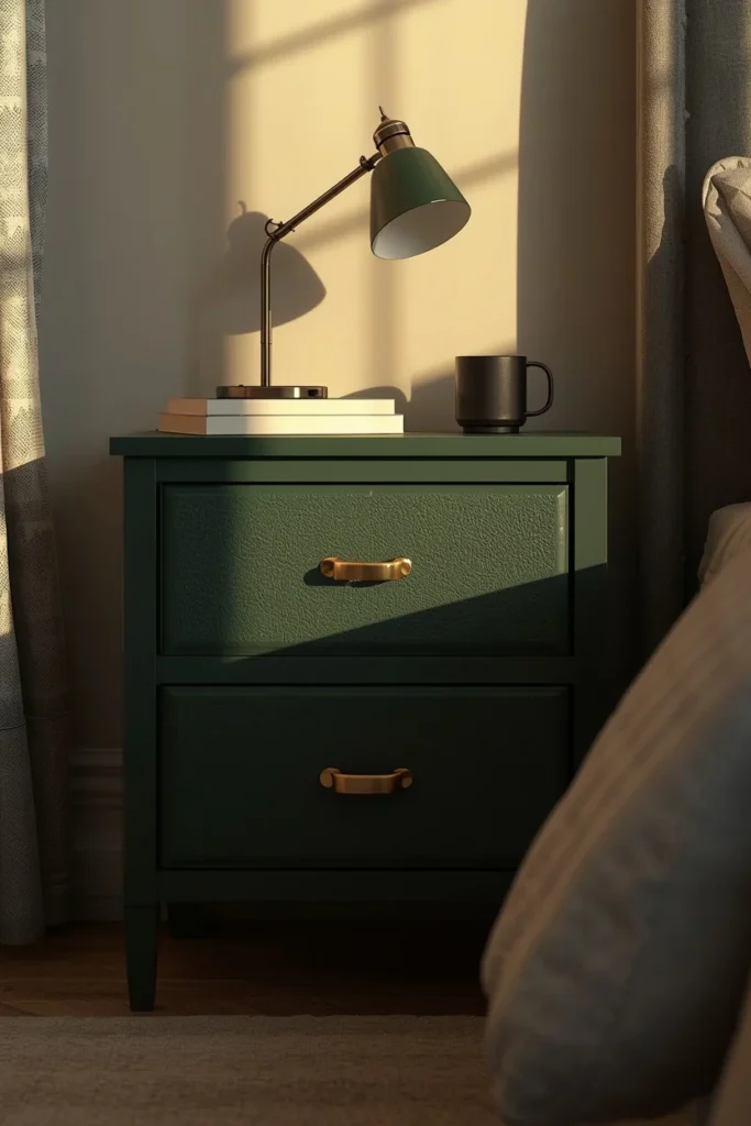 bedroom nightstand, featuring a hacked IKEA TARVA nightstand