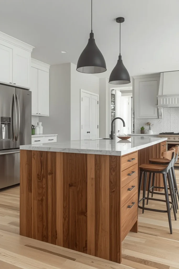 25 Kitchen Island Ideas That Steal the Show in Every Home 5 Warm Wood Tone Island