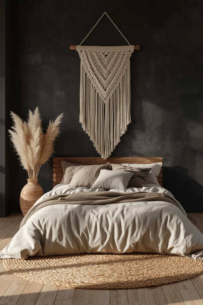 17 Moody Black Bedroom Ideas That Are Hauntingly Beautiful & Chic 5 bedroom, featuring black textured walls