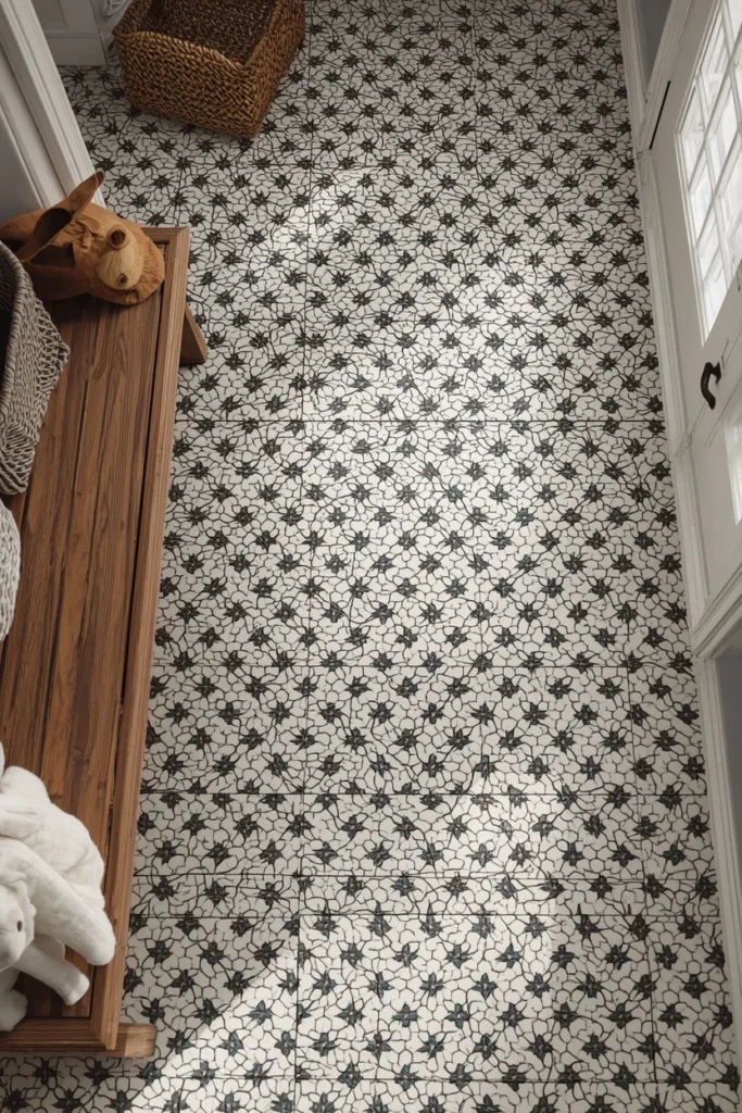 16 Mudroom Design Ideas That Make the Messiest Space in Your Home Look Amazing 4 mudroom floor featuring bold black and white checkerboard tile