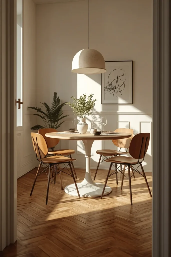 19 Small Dining Room Ideas That Are Big on Style & Even Bigger on Charm 5 small dining room, featuring a round pedestal-base dining table
