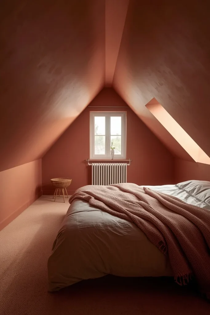 attic bedroom shot, featuring walls, skirting, and sloped ceiling 