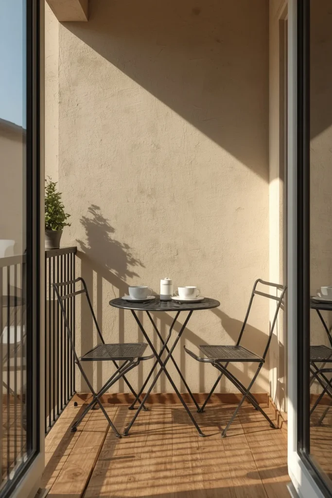 25 Balcony Ideas That Turn Even the Smallest Outdoor Space Into a Retreat 6 small balcony, featuring a folding metal bistro table
