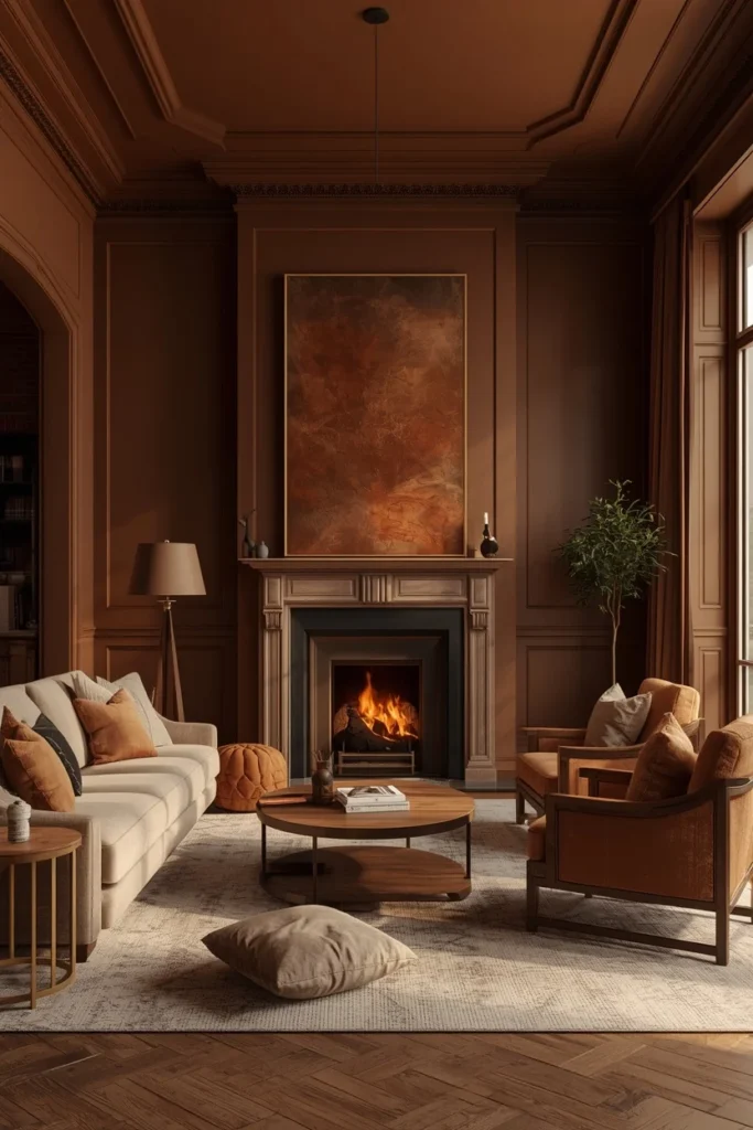 family room, featuring walls, trim, and ceiling painted 