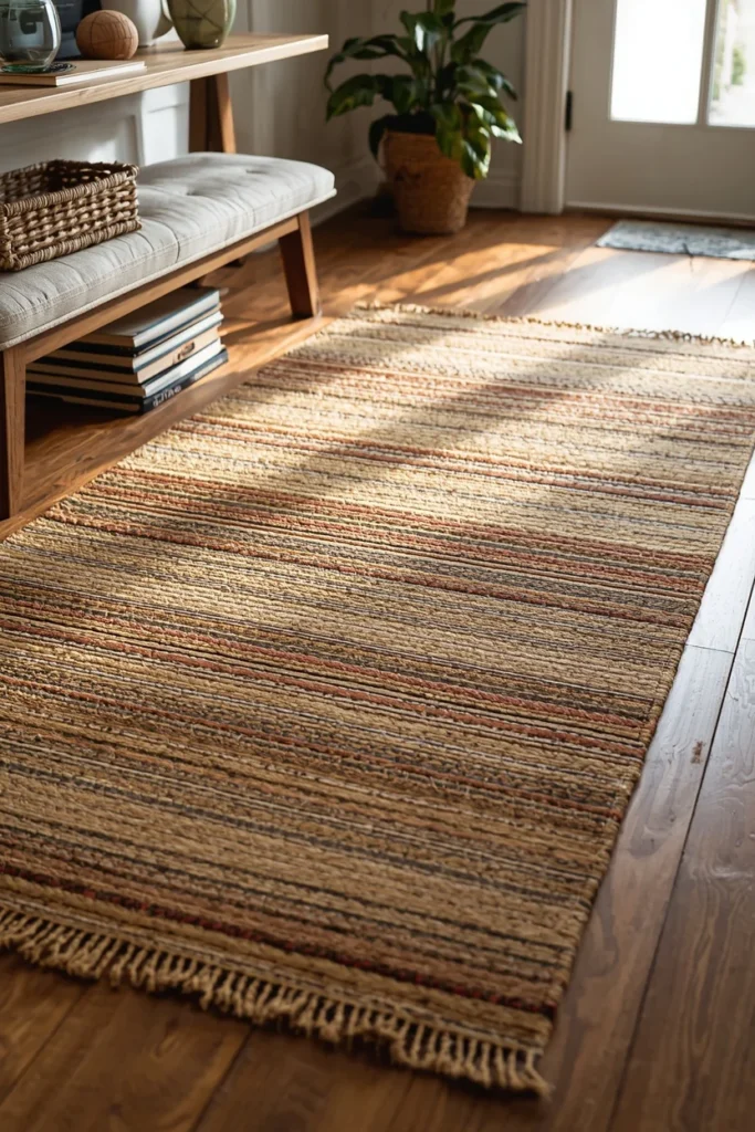 22 Home Entrance Decor Ideas That Make a Stunning First Impression Every Time 6 entryway, featuring a layered jute and vintage patterned rug