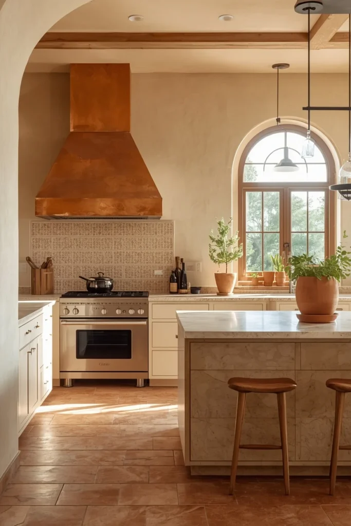  modern Mediterranean kitchen aesthetic,