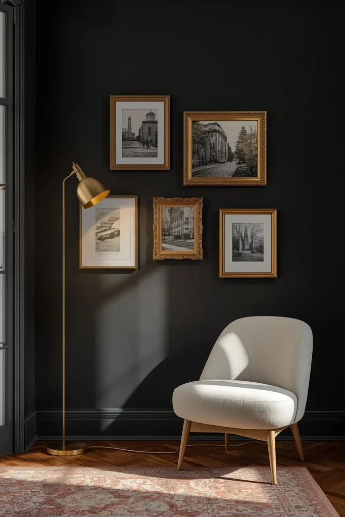 22 Moody Living Room Ideas That Are Rich, Dark & Incredibly Inviting 6 living room accent wall, featuring matte black paint,