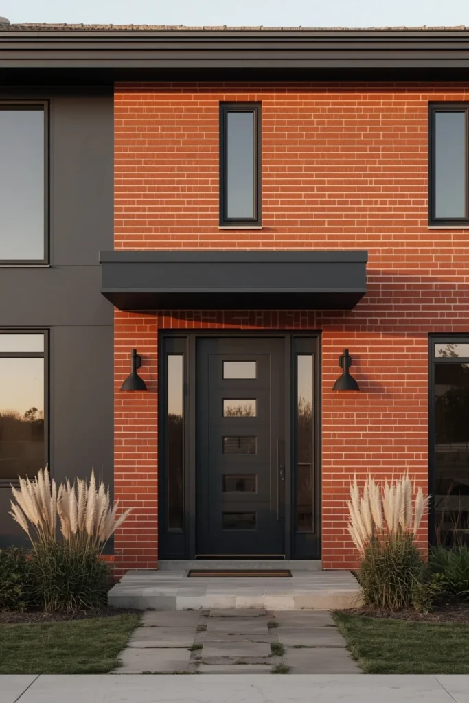 25 Red Brick House Exterior Ideas That Make Traditional Look Incredibly Chic 5 The Charcoal & Gray Modern red brick house