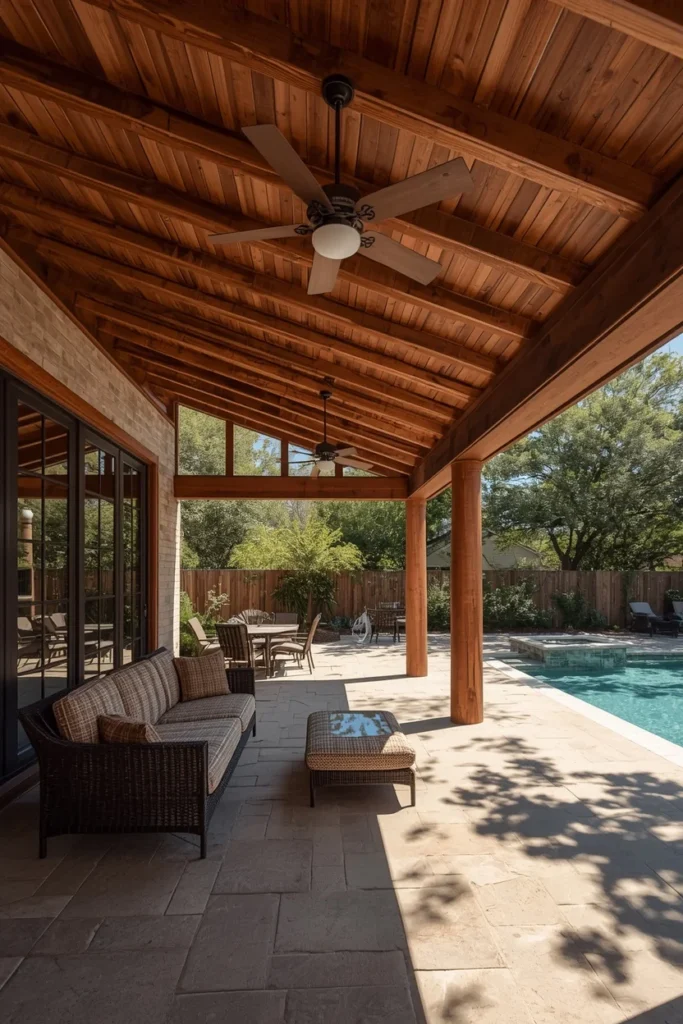 covered pool house patio,