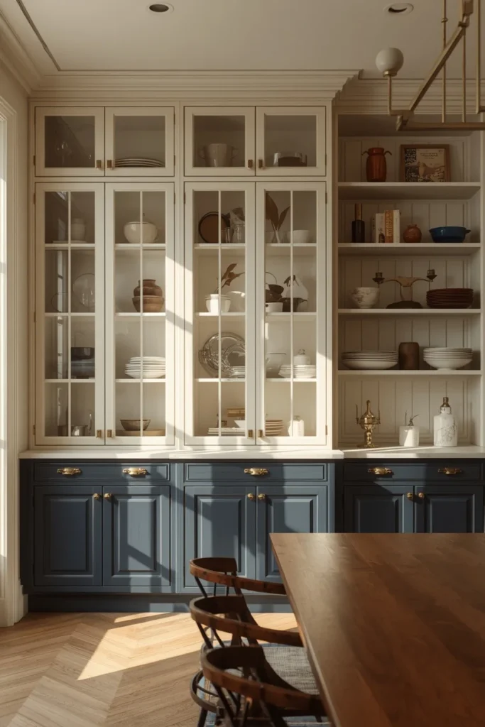 17 Built-In Dining Room Cabinet Ideas That Are Beautiful & Super Practical 7 dining room built-in, featuring two-tone cabinetry