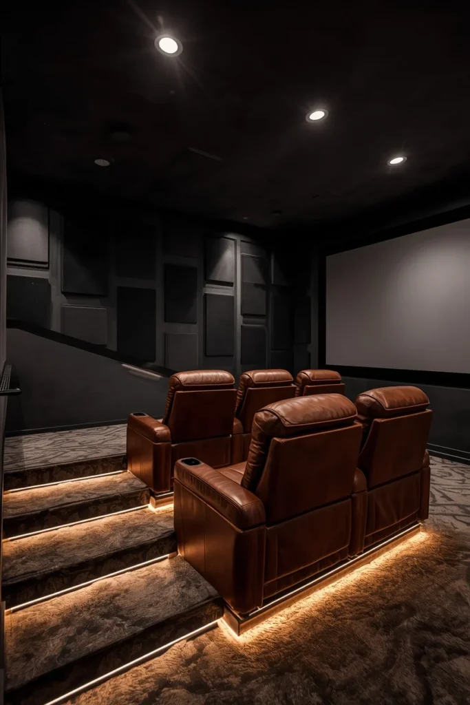 Cozy Basement Home Theater — Movie Night as an Event