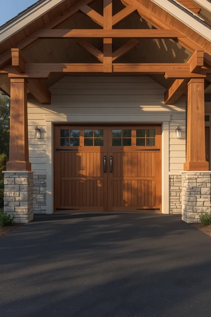 craftsman bungalow exterior, featuring a wood-toned garage door