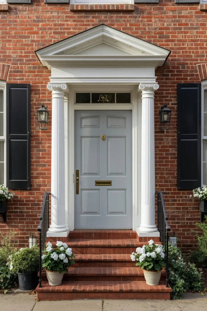 25 Red Brick House Exterior Ideas That Make Traditional Look Incredibly Chic 6 The Soft Blue Pastel Door