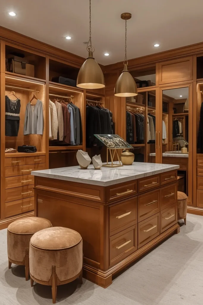 24 Custom Walk-In Closet Designs That Make Getting Dressed Feel Like a Dream 8 Dedicated Vanity Zone